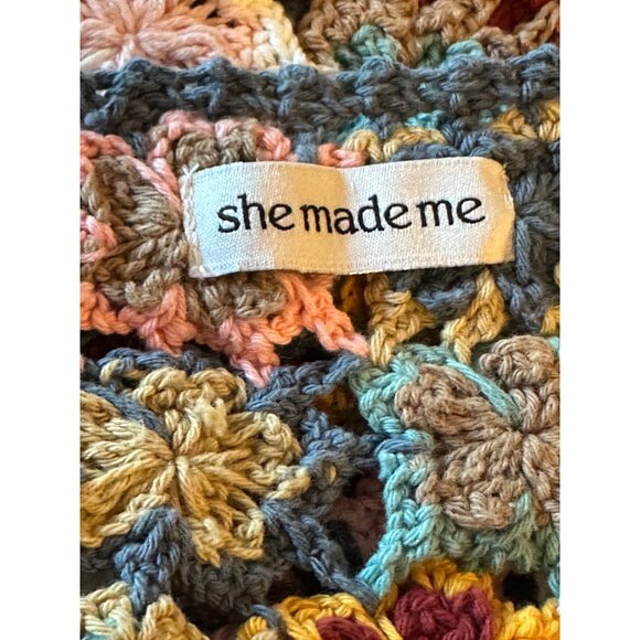 SHE MADE ME Sana Mini Dress in Horizon Floral Small New Womens Crochet Knit - Picture 8 of 13